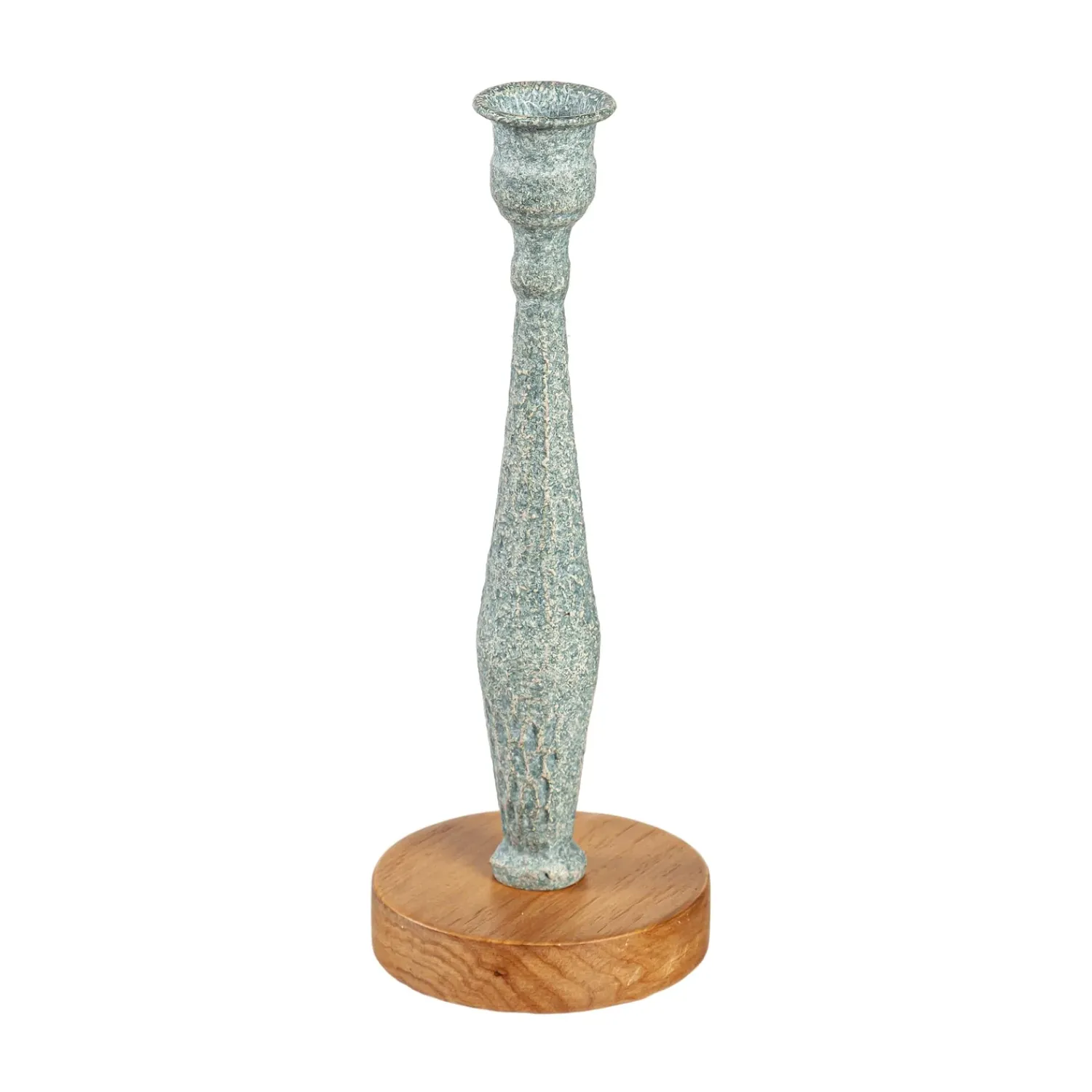Plow & Hearth Decorative Accents|Candles & Lanterns>Metal Candlestick Holder with Wood Base, Set of 3