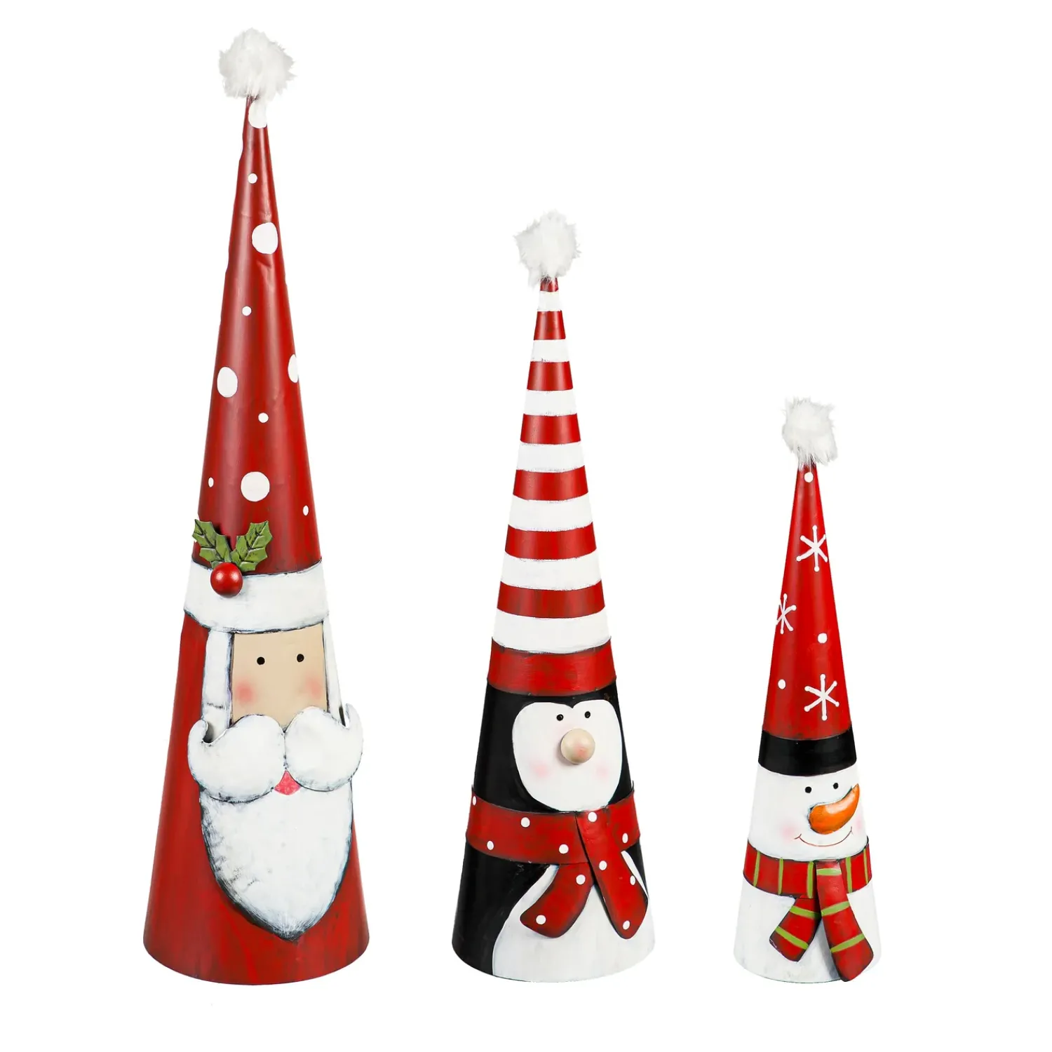 Plow & Hearth Garden Statues>Metal Cone-Shaped Holiday Characters, Set of 3