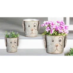 Plow & Hearth Planters & Plant Stands>Metal Dog Bucket Planters, Set of 3