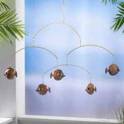 Plow & Hearth Wind Chimes & Mobiles|Decorative Accents>Metal Fish Mobile