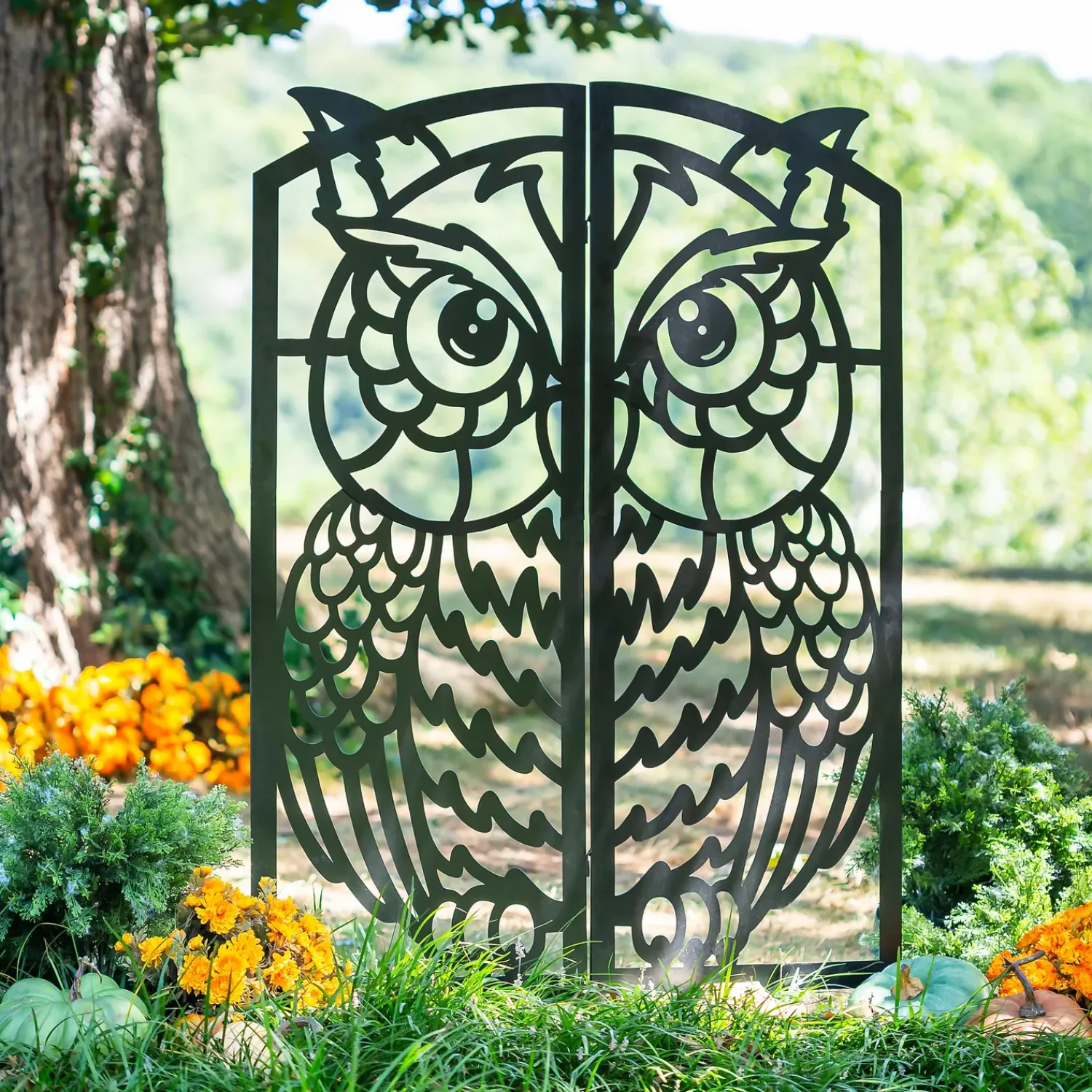 Plow & Hearth Garden Stakes|Arbors & Trellises>Metal Folding Owl Garden Trellis