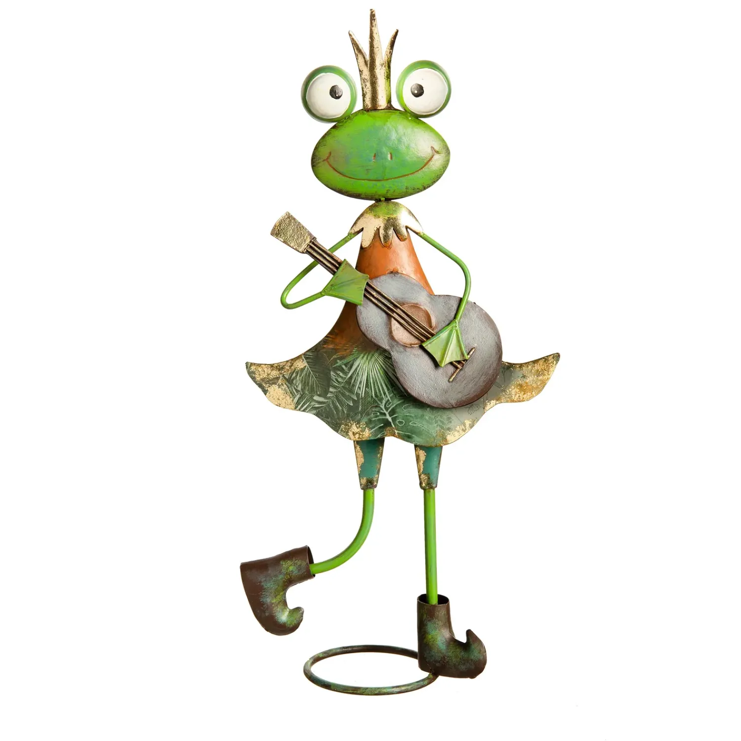 Plow & Hearth Garden Statues>Metal Frog with Guitar Garden Statue