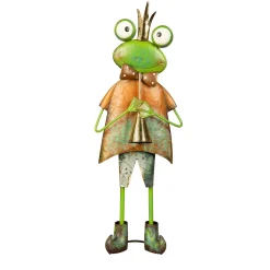 Plow & Hearth Garden Statues>Metal Frog with Trumpet Garden Statue