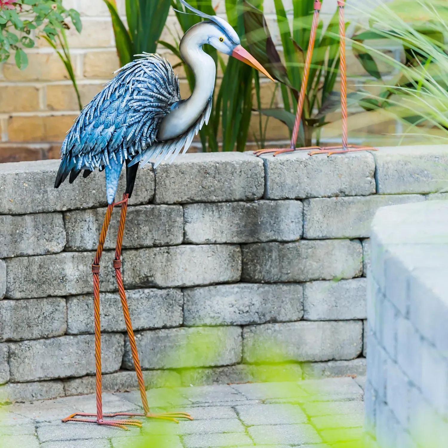Plow & Hearth Garden Statues|Garden Stakes>Metal Grey Heron