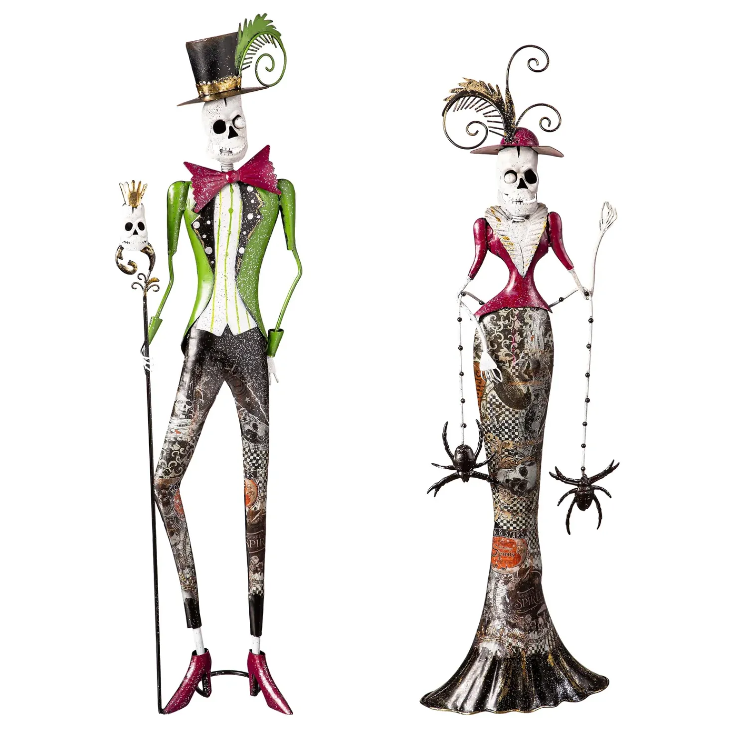 Plow & Hearth Garden Statues>Metal Halloween Skeleton Statues, Set of 2