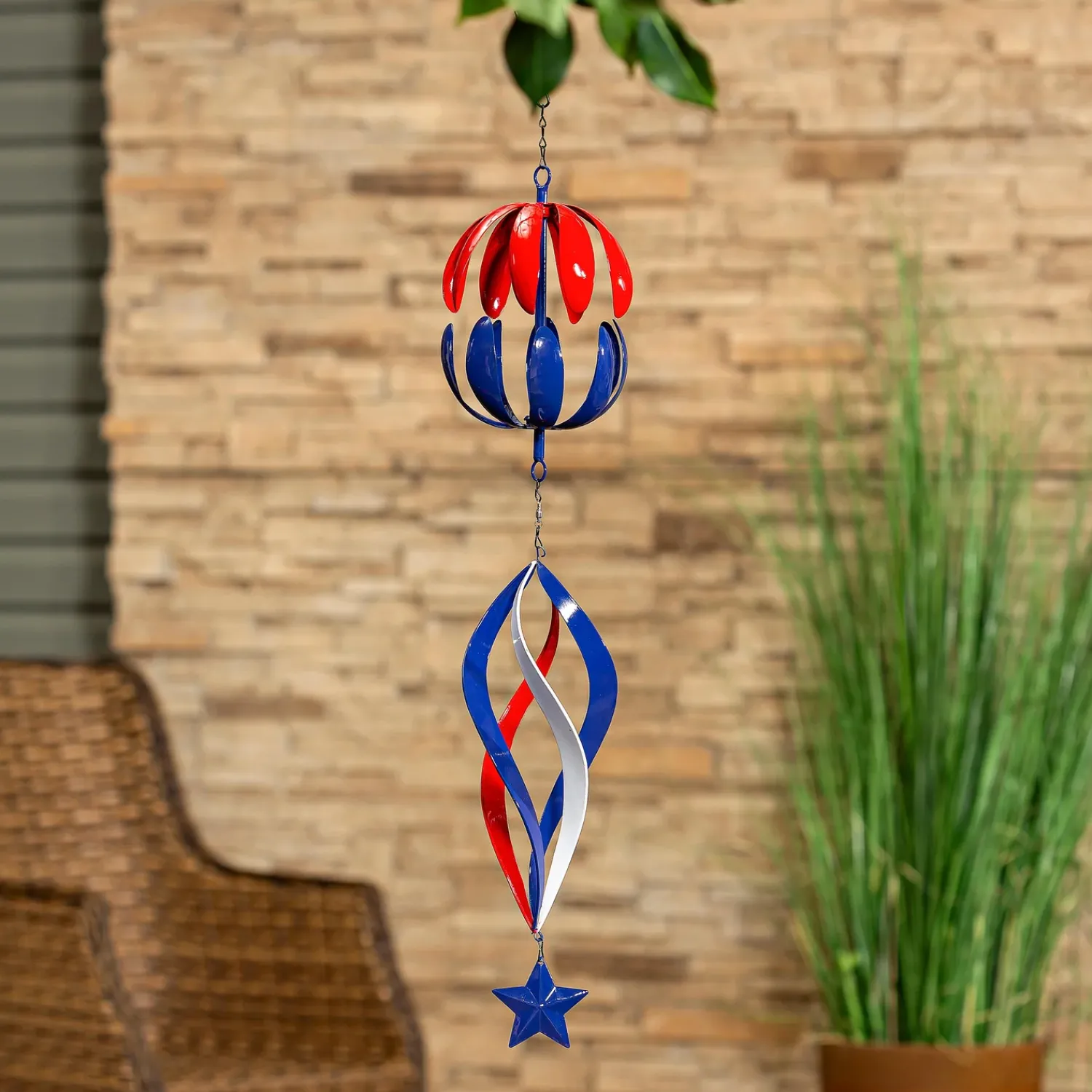 Plow & Hearth Wind Chimes & Mobiles>Metal Hanging Americana Twirler, 30"H