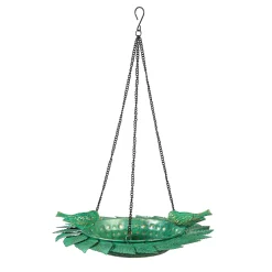 Plow & Hearth Bird Feeders|Birdbaths>Metal Hanging Circle Bird Feeder With Leaves