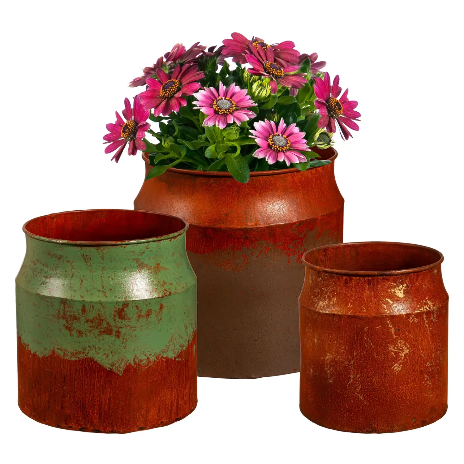 Plow & Hearth Planters & Plant Stands>Metal Jug Shaped Planter, Color Wash, Set of 3