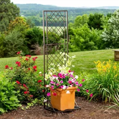 Plow & Hearth Arbors & Trellises>Metal Lattice Trellis with Planter Stand