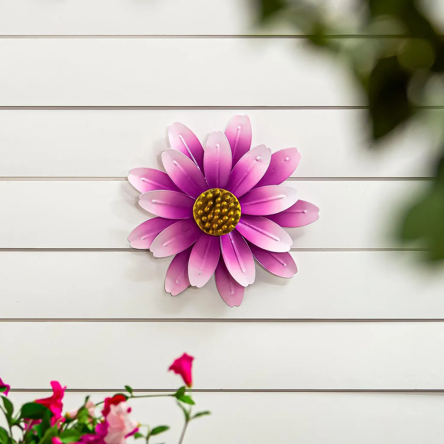 Plow & Hearth Wind Spinners>Metal Pink Sunflower Wall Spinner, 13"