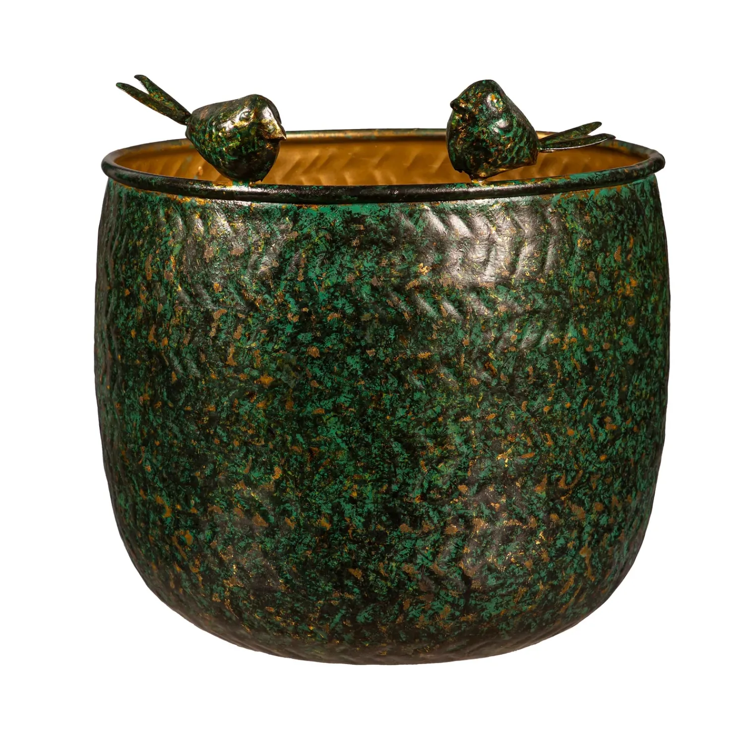 Plow & Hearth Planters & Plant Stands>Metal Planter, Embossed Birds, Nested Set of 2