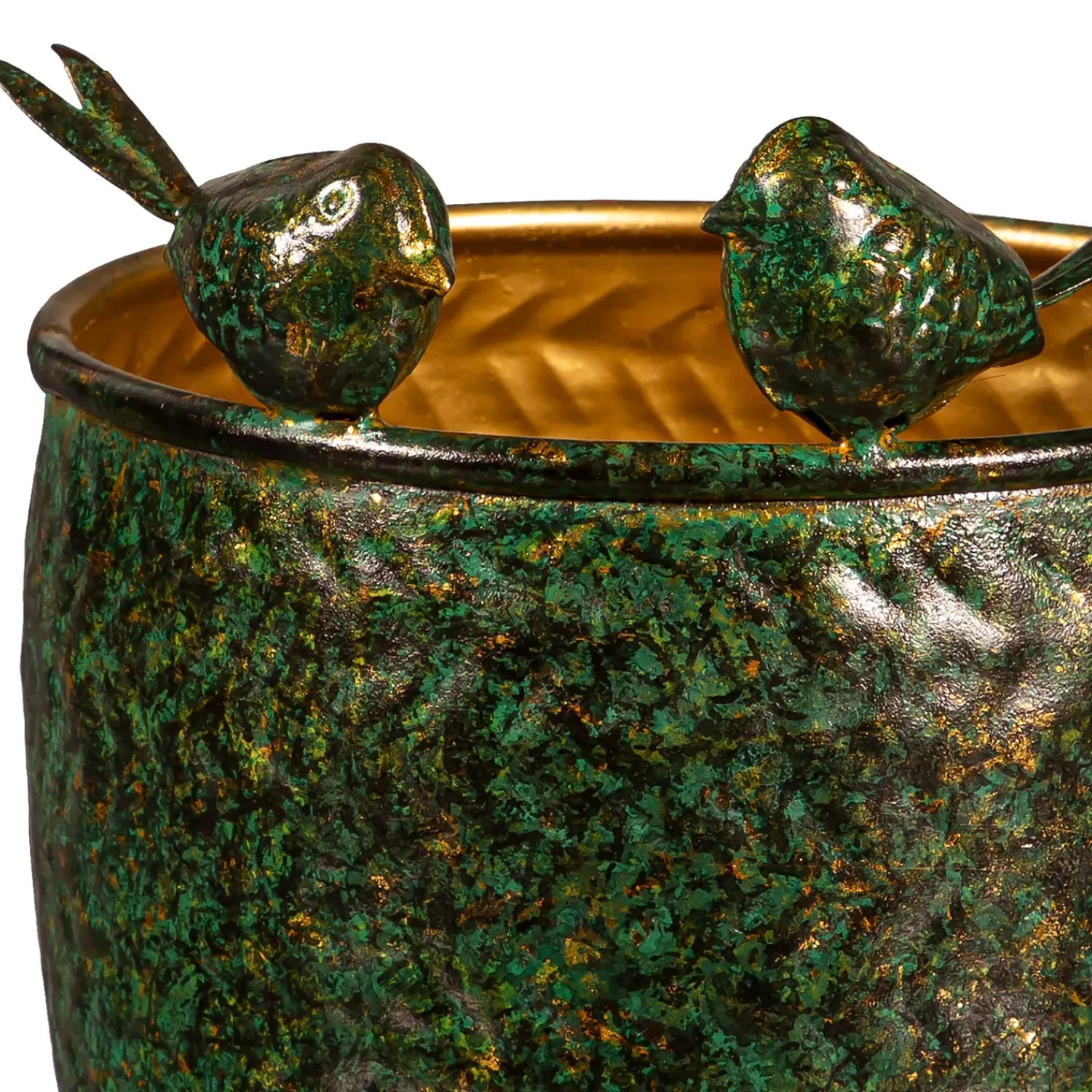 Plow & Hearth Planters & Plant Stands>Metal Planter, Embossed Birds, Nested Set of 2