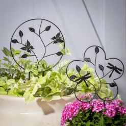 Plow & Hearth Arbors & Trellises>Metal Potted Trellis, Butterfly and Dragonfly
