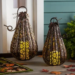 Plow & Hearth Candles & Lanterns>Metal Pumpkin Lantern, Small