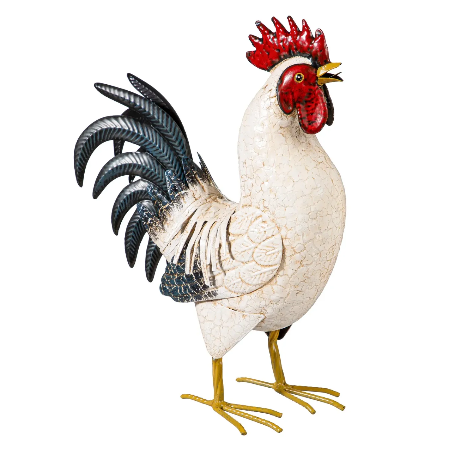 Plow & Hearth Garden Statues>Metal Rooster With Light Feathers Statue, 14"H