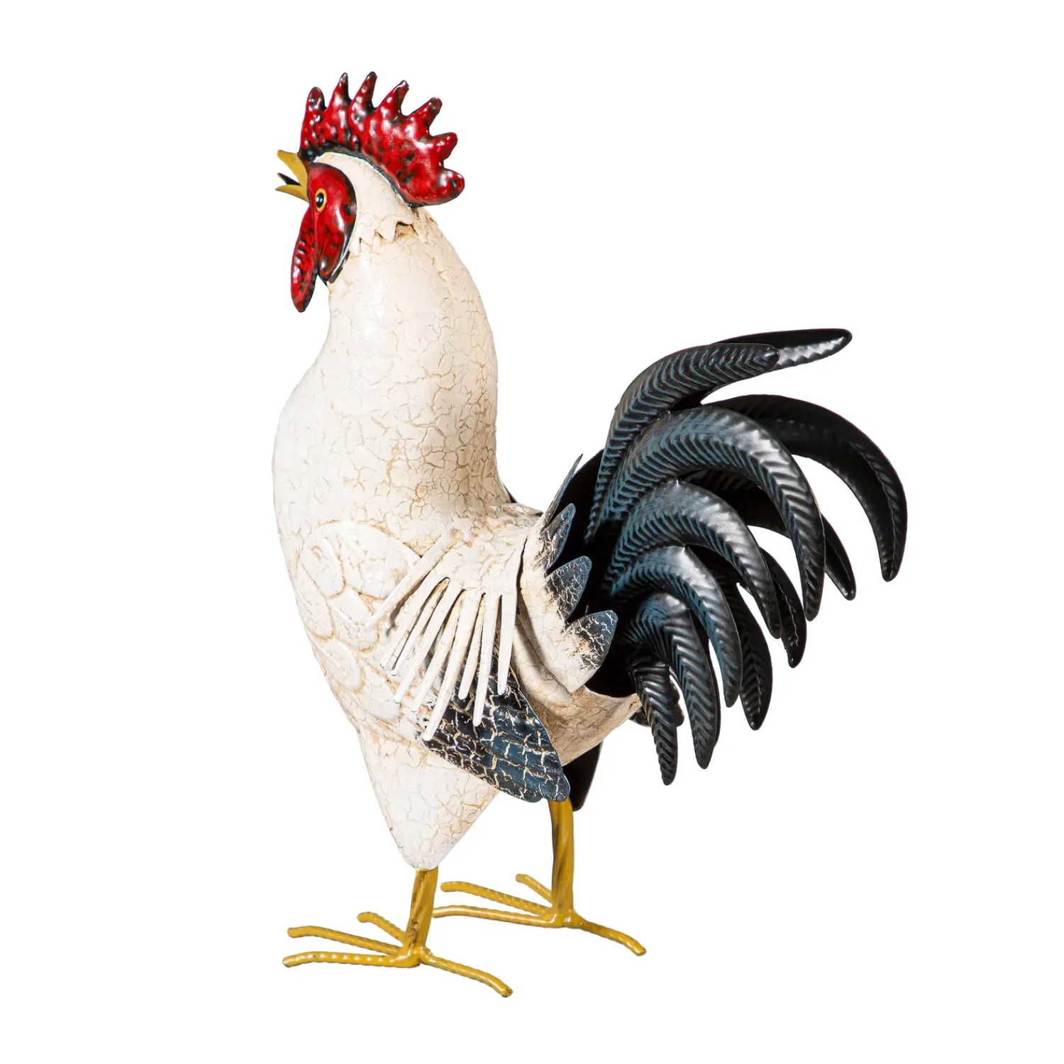 Plow & Hearth Garden Statues>Metal Rooster With Light Feathers Statue, 14"H