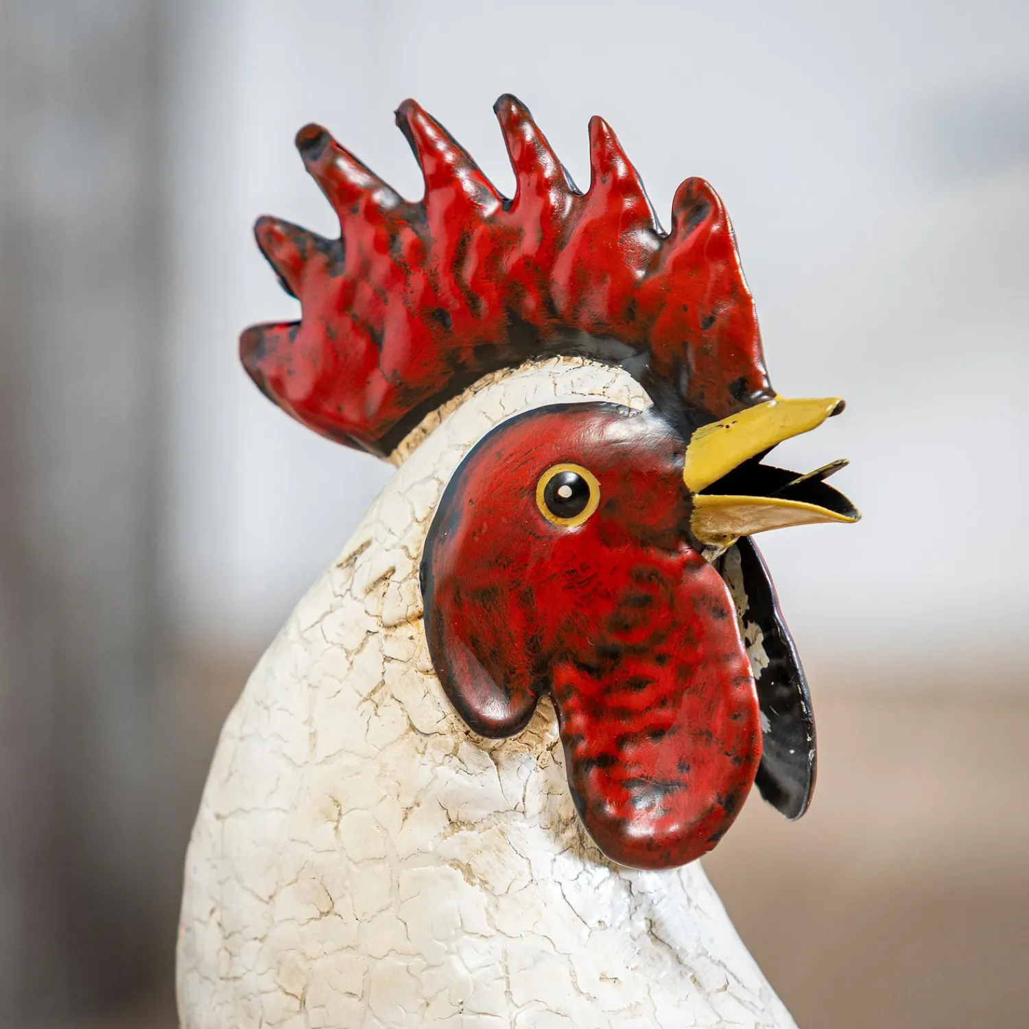 Plow & Hearth Garden Statues>Metal Rooster With Light Feathers Statue, 14"H