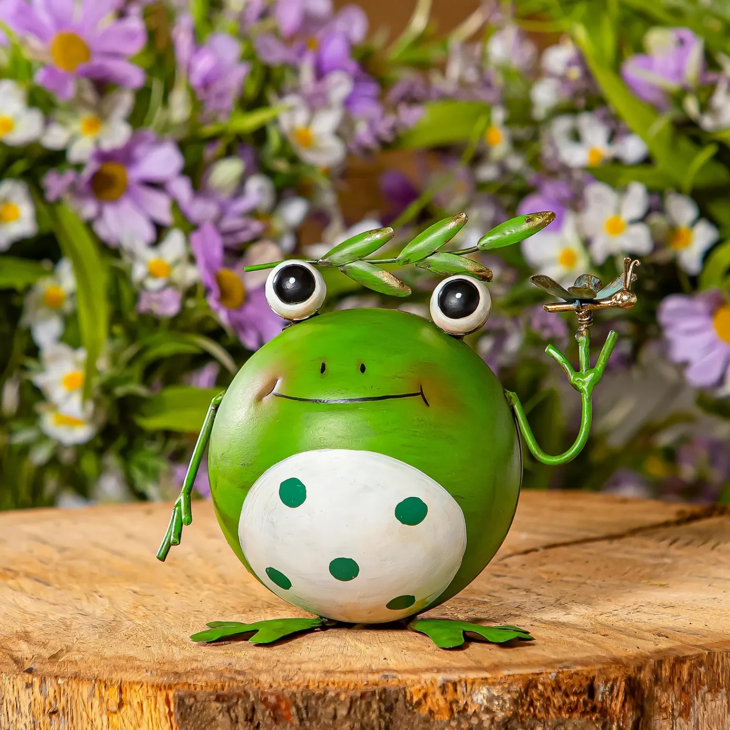 Plow & Hearth Garden Statues>Metal Round Leaf Frog Statue, 7"H
