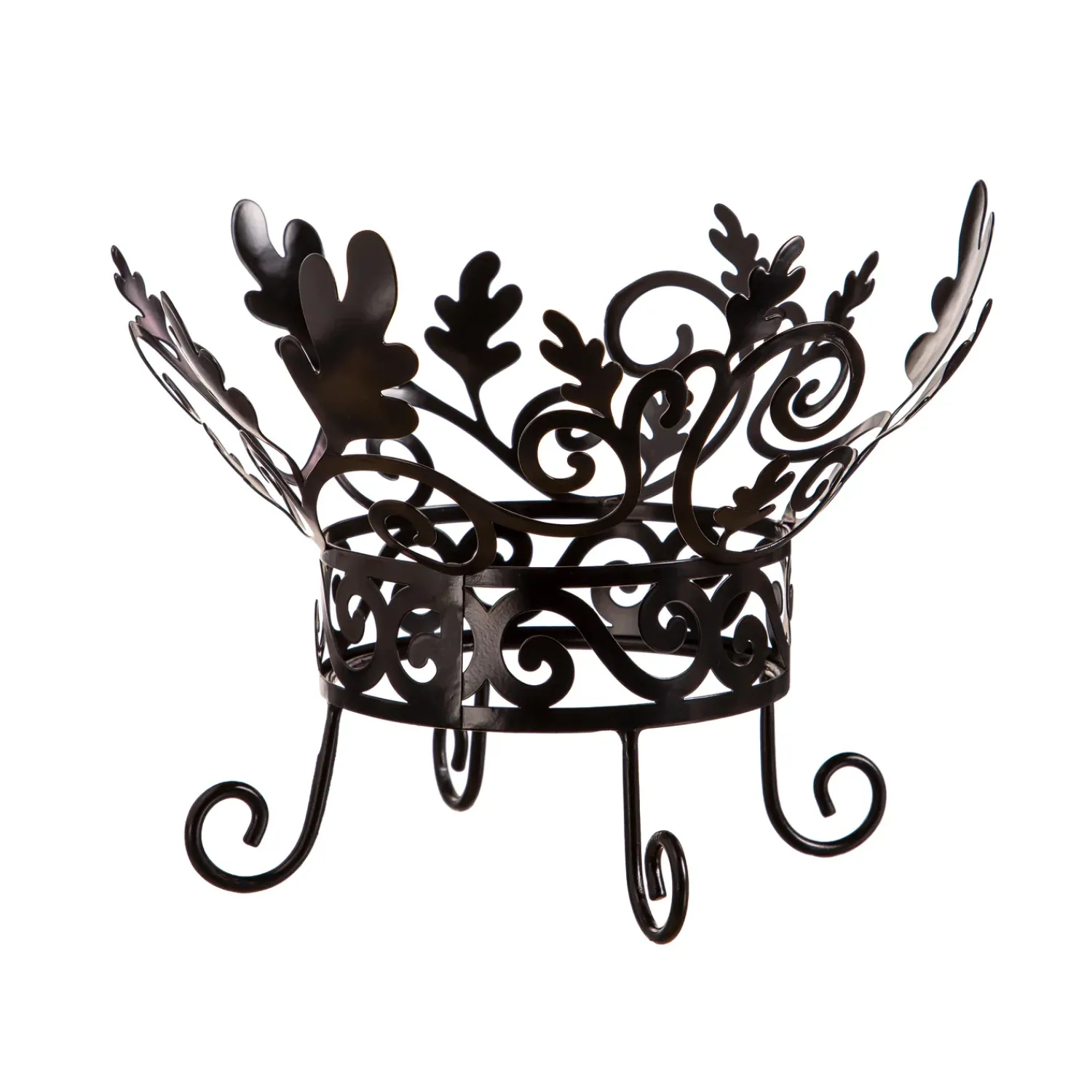 Plow & Hearth Decorative Accents>Metal Scroll & Leaves Pumpkin Holder