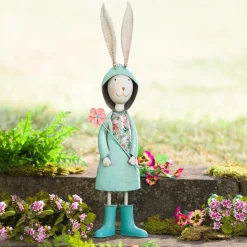 Plow & Hearth Garden Statues>Metal Storybook Rabbit Garden Statue Blue