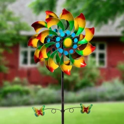 Plow & Hearth Wind Spinners>Metal Wind Spinner, Radiant Fan With Butterflies, 75"H