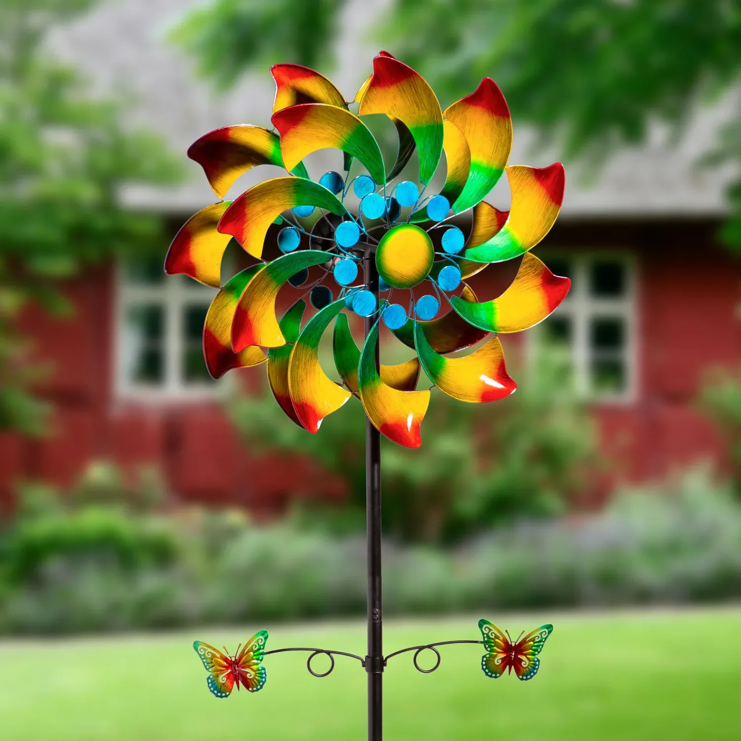 Plow & Hearth Wind Spinners>Metal Wind Spinner, Radiant Fan With Butterflies, 75"H