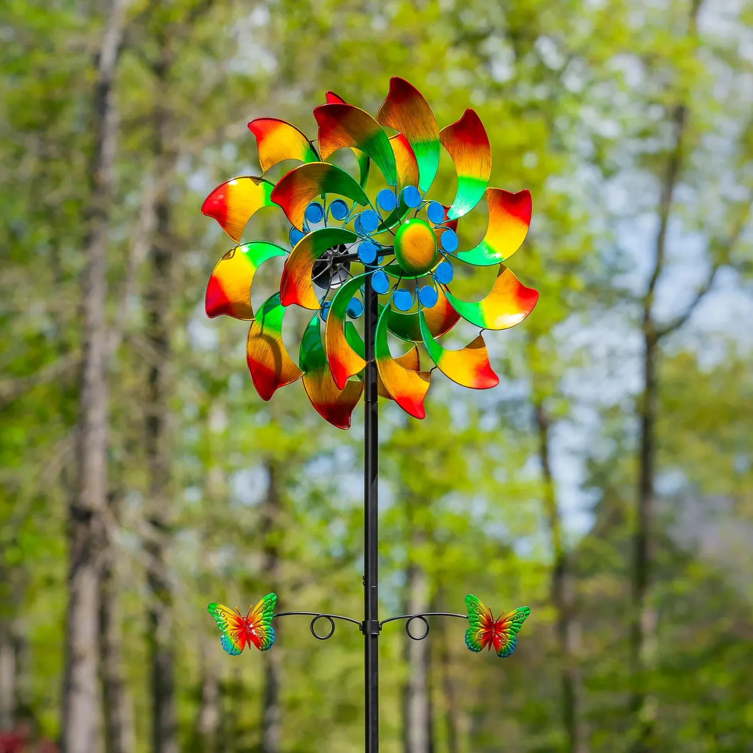 Plow & Hearth Wind Spinners>Metal Wind Spinner, Radiant Fan With Butterflies, 75"H
