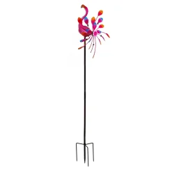 Plow & Hearth Wind Spinners>Metal Wind Spinner, Spinning Flamingo, 63"H