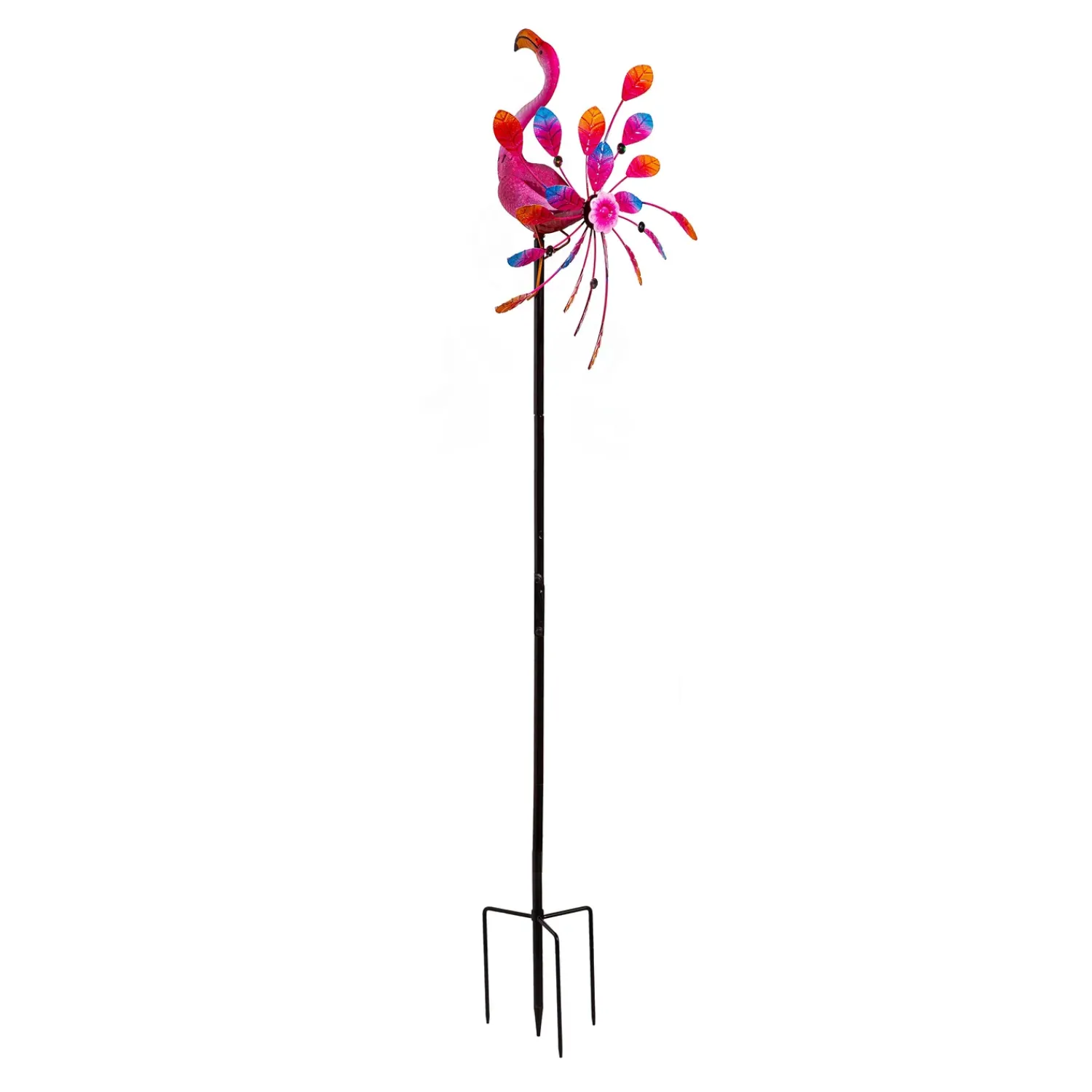 Plow & Hearth Wind Spinners>Metal Wind Spinner, Spinning Flamingo, 63"H