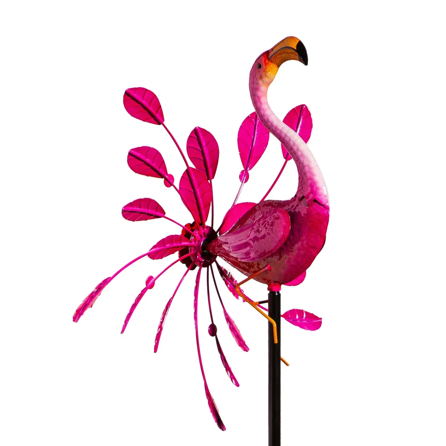 Plow & Hearth Wind Spinners>Metal Wind Spinner, Spinning Flamingo, 63"H