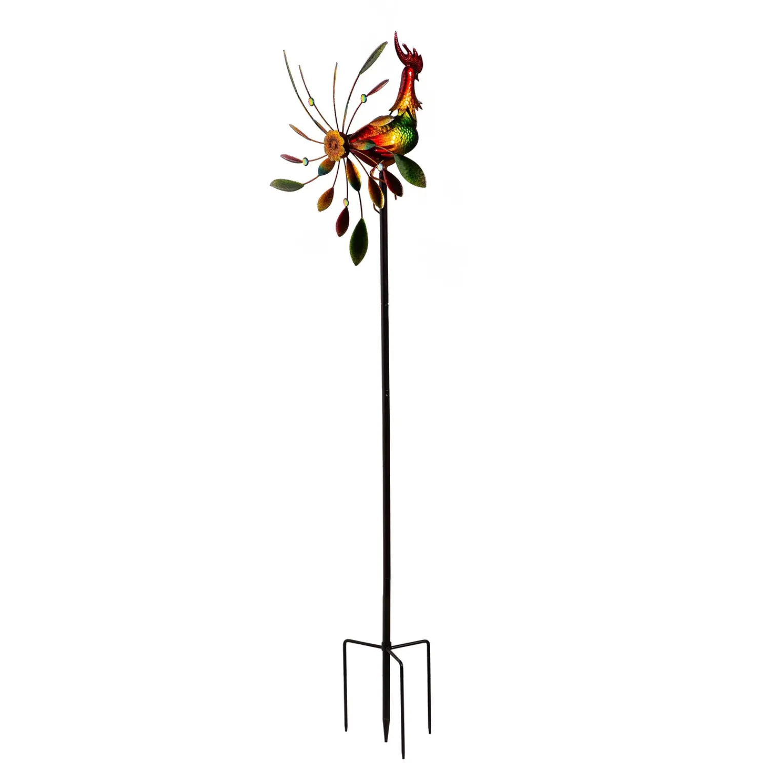 Plow & Hearth Wind Spinners>Metal Wind Spinner, Spinning Rooster, 63"H