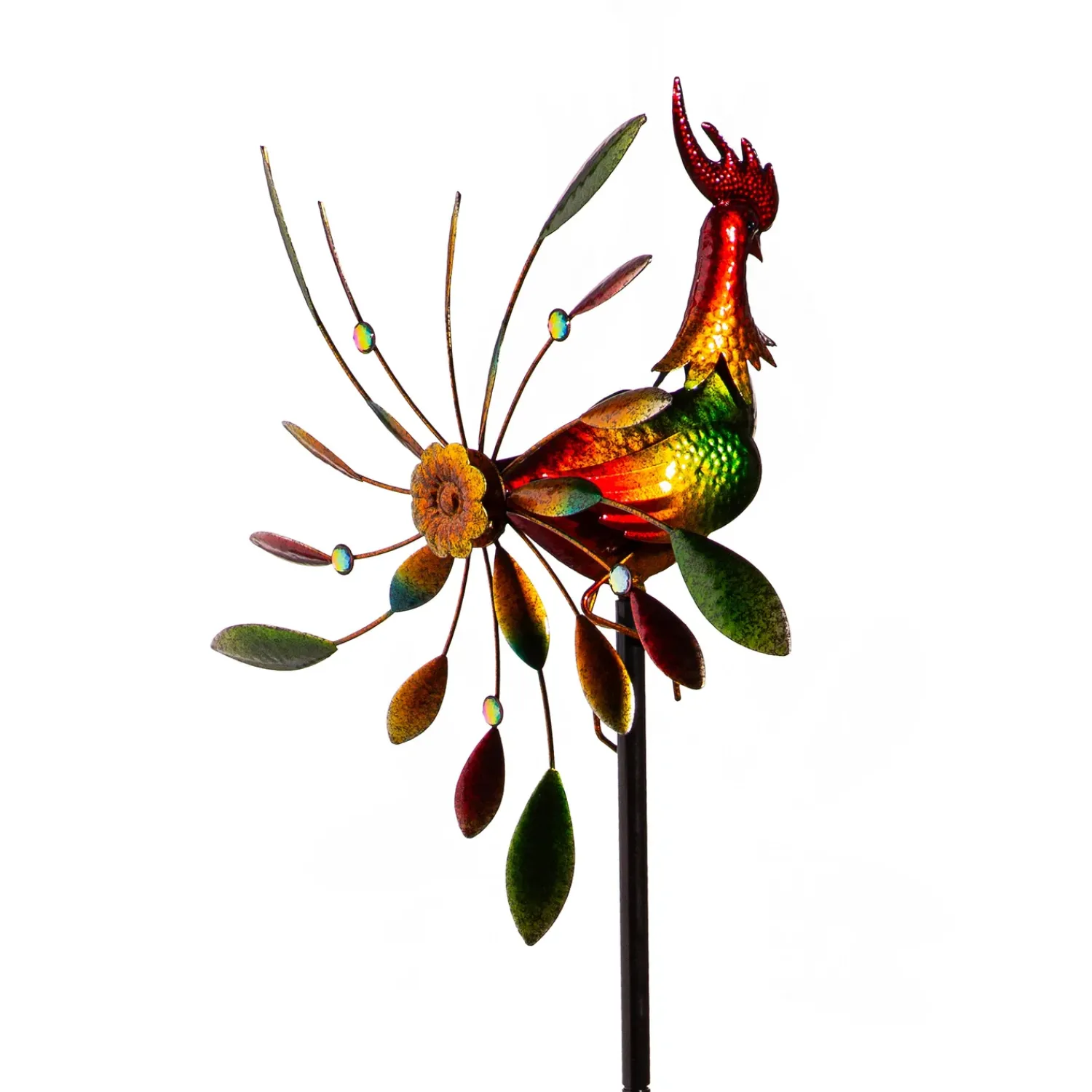 Plow & Hearth Wind Spinners>Metal Wind Spinner, Spinning Rooster, 63"H