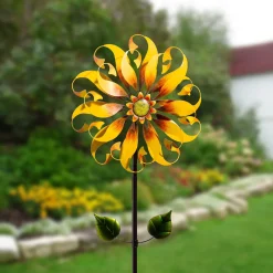 Plow & Hearth Wind Spinners>Metal Wind Spinner, Sunflower Designed, 75"H