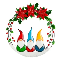 Plow & Hearth Wreaths>Metal Wreath with 3 Gnomes