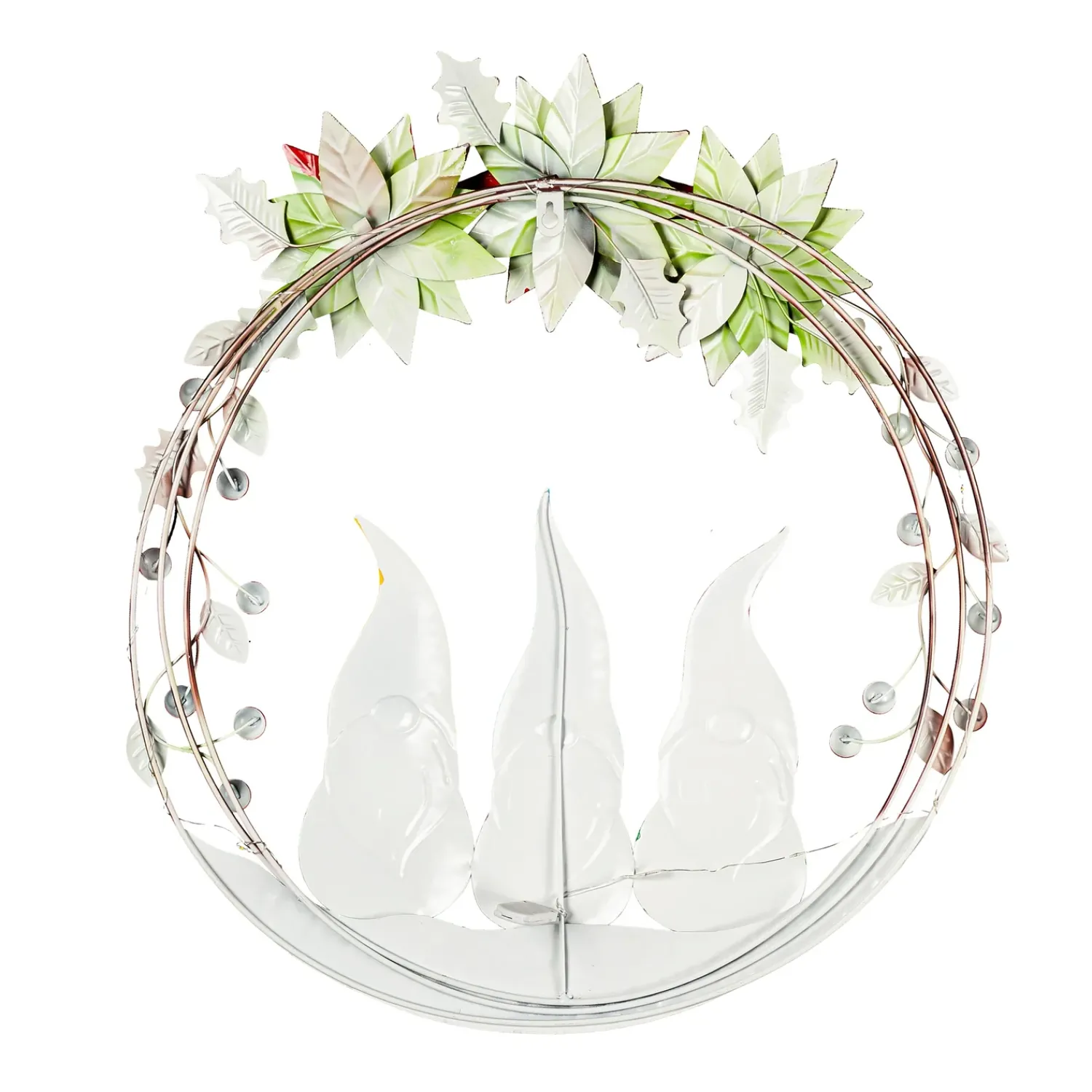 Plow & Hearth Wreaths>Metal Wreath with 3 Gnomes