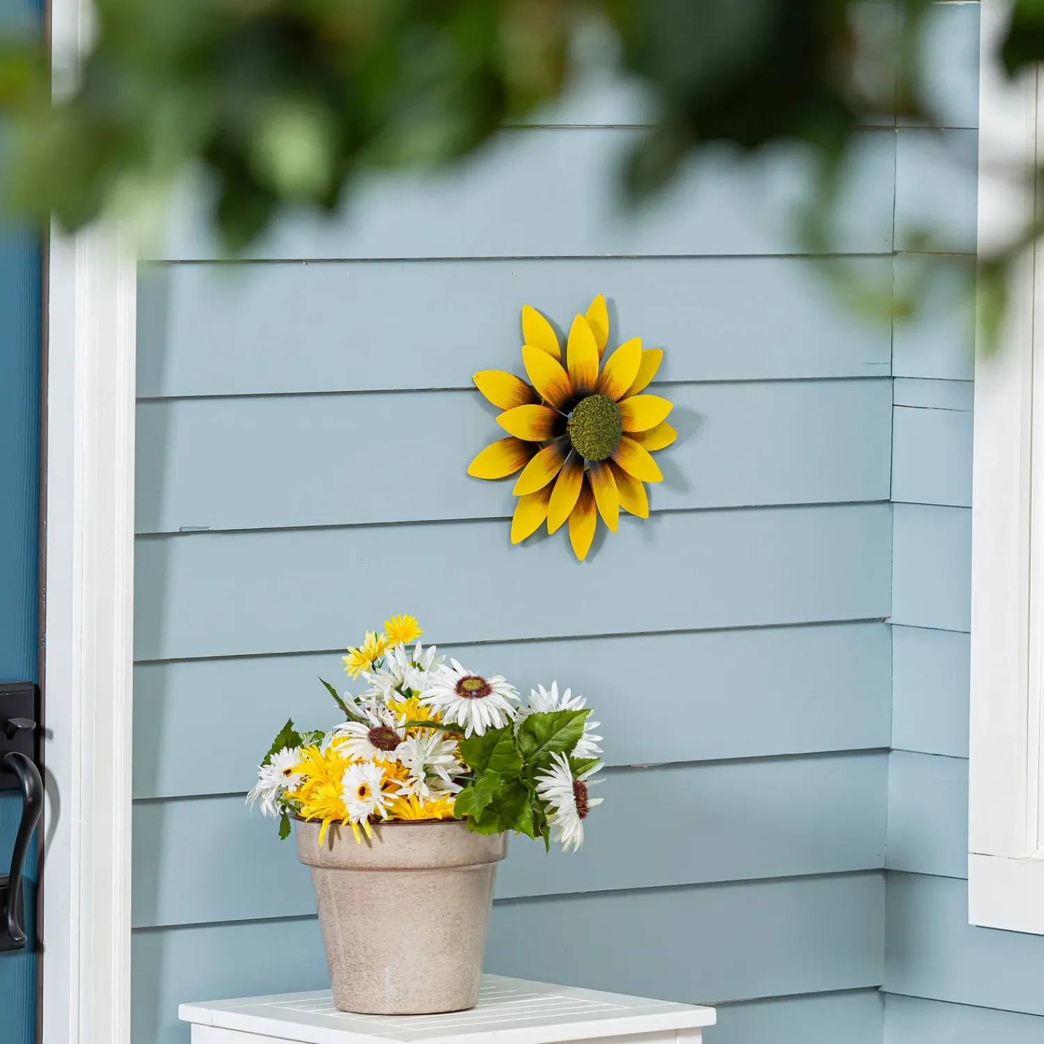 Plow & Hearth Wind Spinners>Metal Yellow Sunflower Wall Spinner, 13"