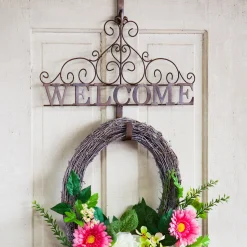 Plow & Hearth Wreaths>Metallic Copper Fleur-de-Lis Welcome Wreath Holder