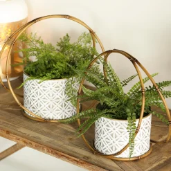 Plow & Hearth Planters & Plant Stands>Metallic Tabletop Planters Set of 2