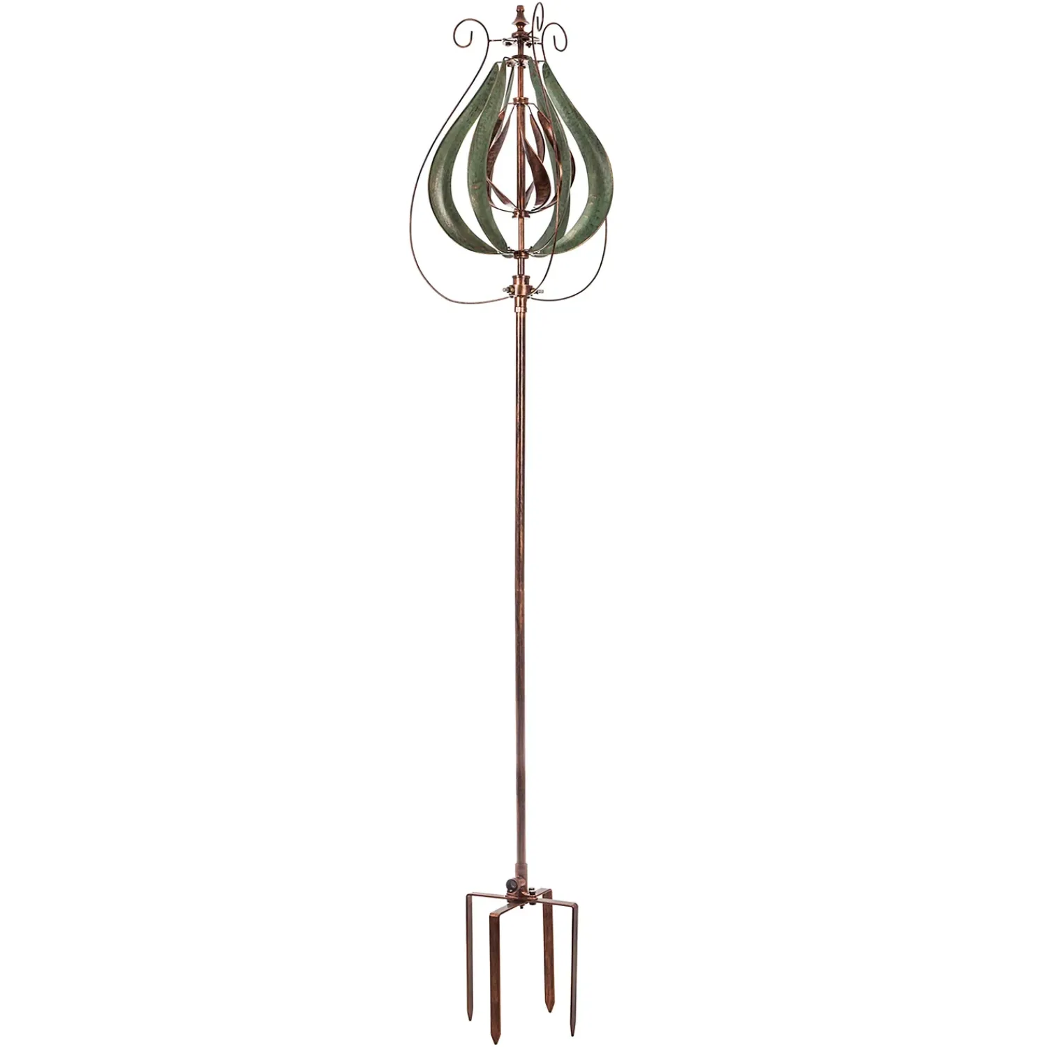 Plow & Hearth Wind Spinners>Misting Tulip Wind Spinner – Copper and Verdigris