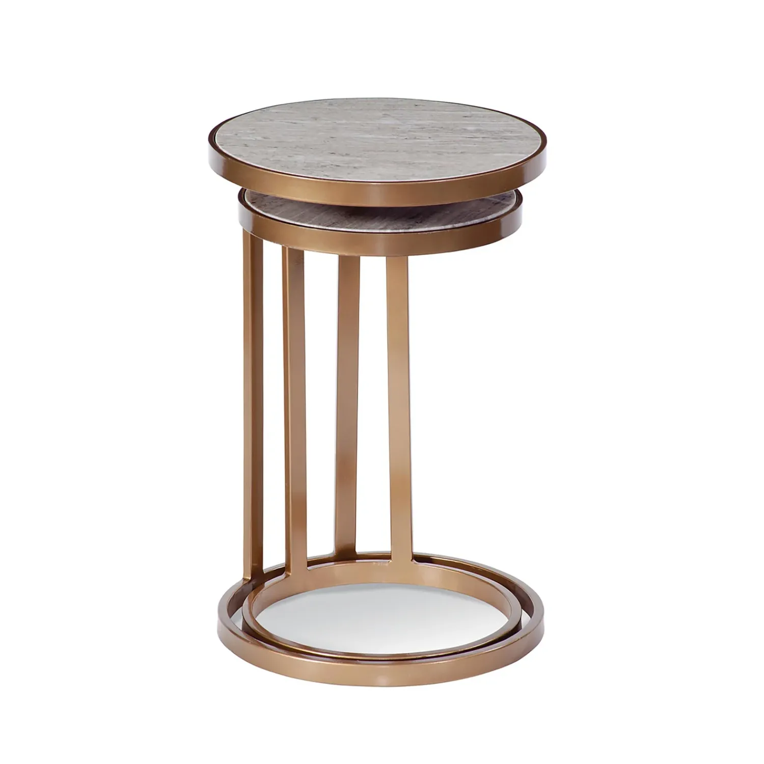 Plow & Hearth Accent Tables>Modern Concrete Nesting Table Set Gold
