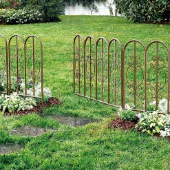 Plow & Hearth Garden Stakes|Garden Fencing & Edging>Montebello Iron Garden Fencing with Gate Gunmetal