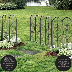 Plow & Hearth Garden Stakes|Garden Fencing & Edging>Montebello Iron Garden Fencing with Gate Gunmetal