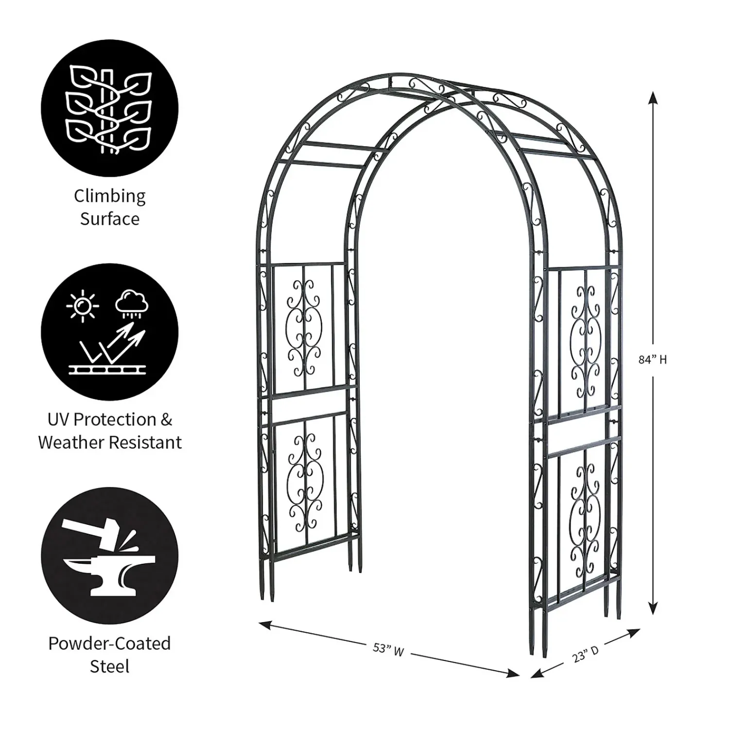 Plow & Hearth Arbors & Trellises>Montebello Scrollwork Metal Garden Arbor