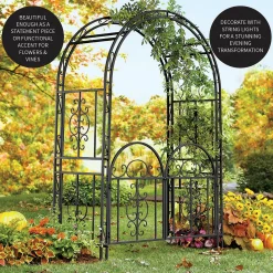 Plow & Hearth Arbors & Trellises>Montebello Scrollwork Metal Garden Arbor with Gate