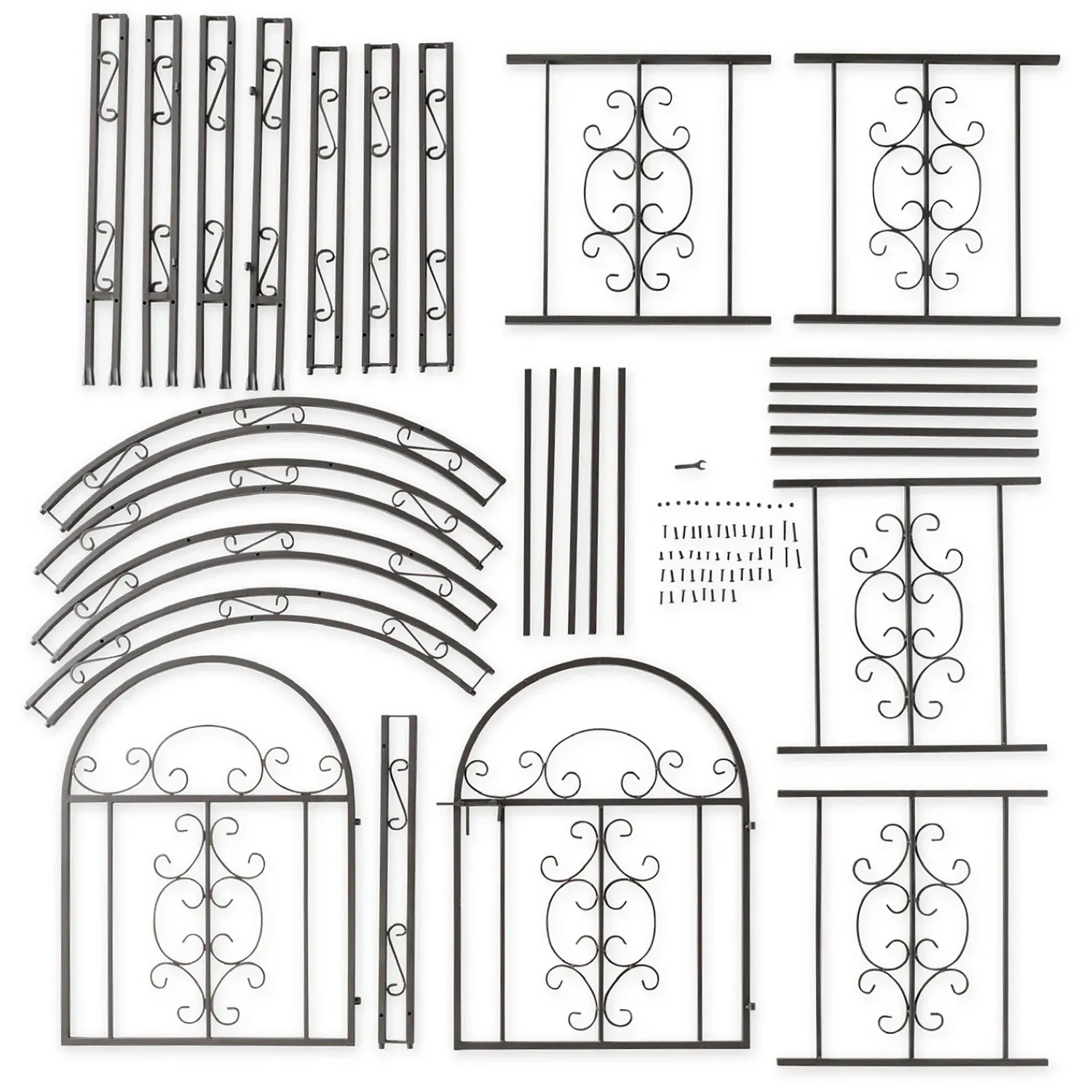 Plow & Hearth Arbors & Trellises>Montebello Scrollwork Metal Garden Arbor with Gate