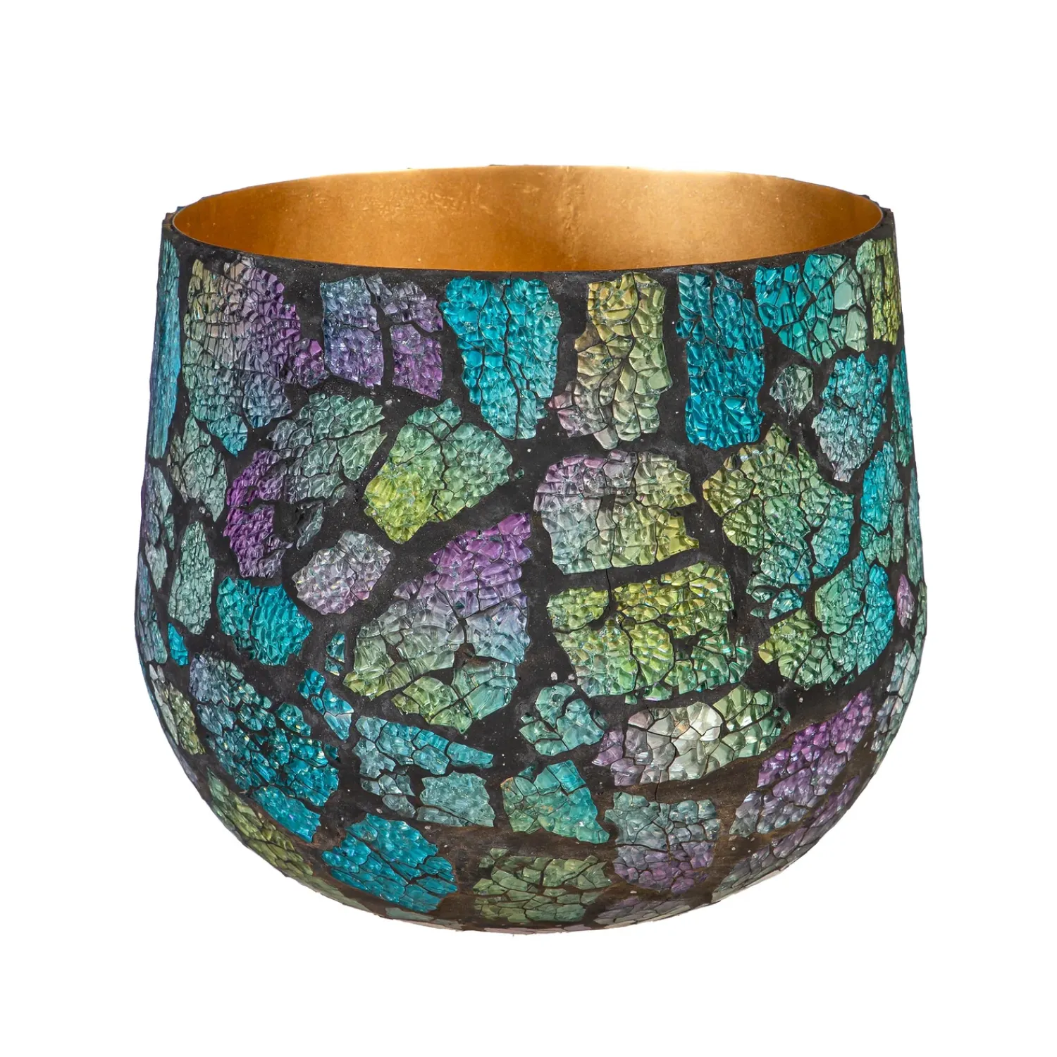 Plow & Hearth Planters & Plant Stands>Mosaic Glass and Metal Planter, Nested Set of 2