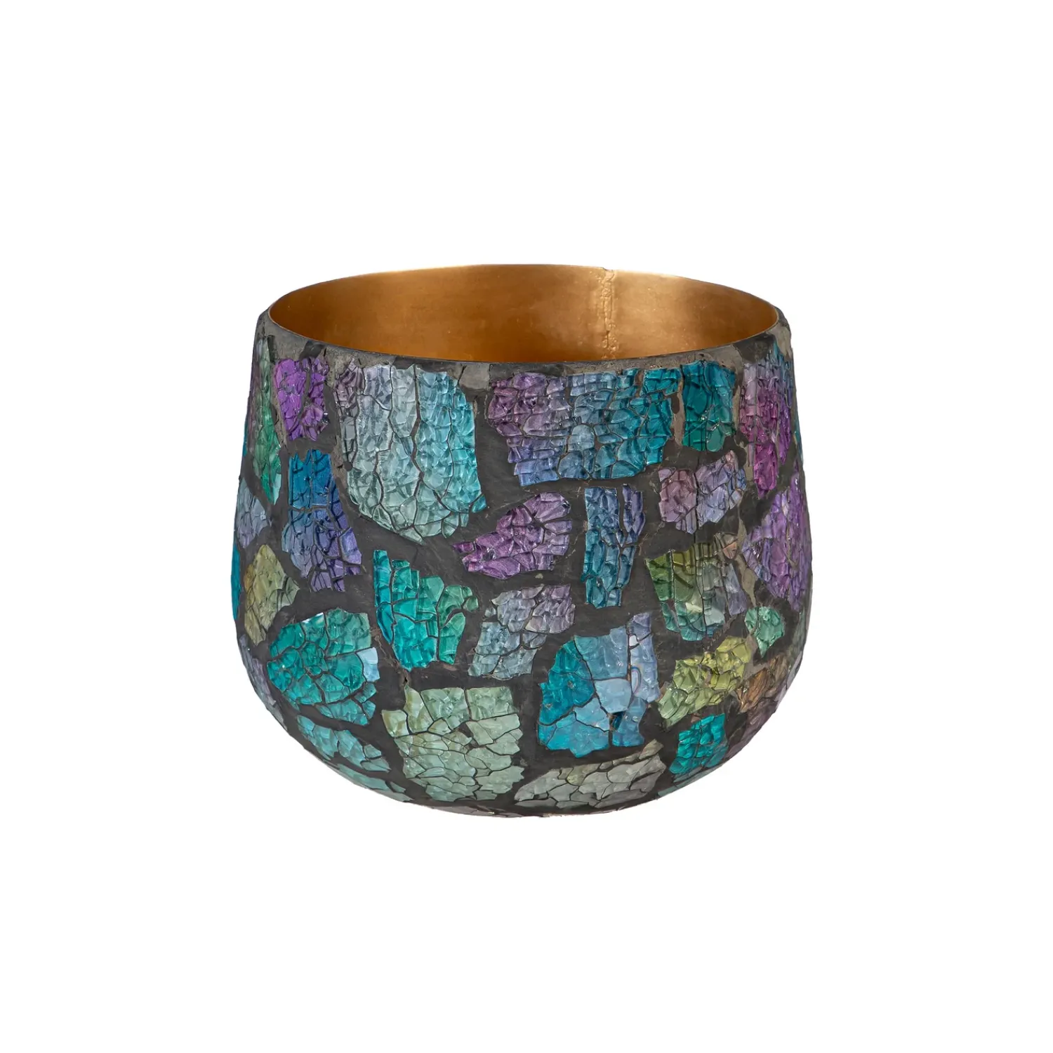 Plow & Hearth Planters & Plant Stands>Mosaic Glass and Metal Planter, Nested Set of 2