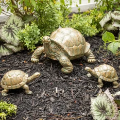 Plow & Hearth Garden Statues>Mother Tortoise with Two Babies Resin Garden Accents