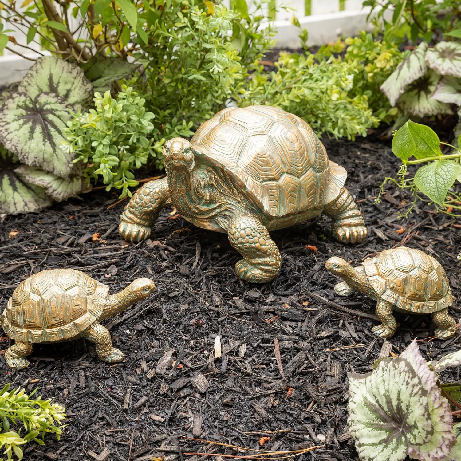 Plow & Hearth Garden Statues>Mother Tortoise with Two Babies Resin Garden Accents