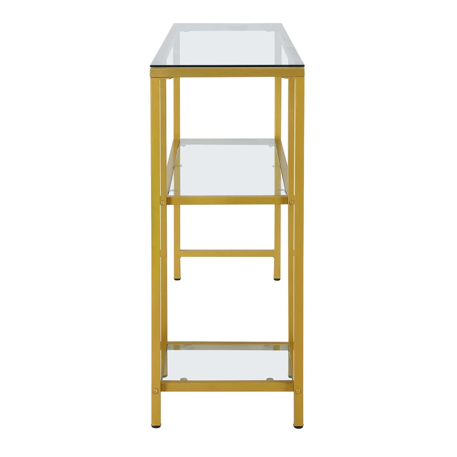 Plow & Hearth Desks & Console Tables>Multi-Functional Tempered Glass Console Table with Shelves Gold